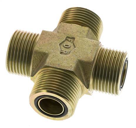 UN 1-3/16''-12 Macho Acero Cincado Cruz ORFS 400 Bar - Hidráulico