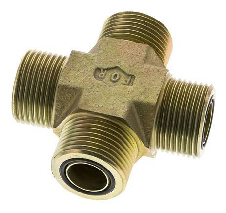 UN 1-3/16''-12 Macho Acero Cincado Cruz ORFS 400 Bar - Hidráulico
