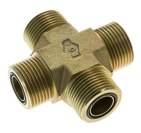 UN 1-3/16''-12 Macho Acero Cincado Cruz ORFS 400 Bar - Hidráulico