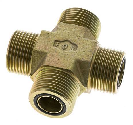 UN 1-3/16''-12 Macho Acero Cincado Cruz ORFS 400 Bar - Hidráulico