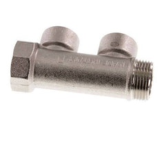 G 3/4'' x 2xG 1/2'' F/M/F Tubos distribuidores de latón niquelado 10 Bar