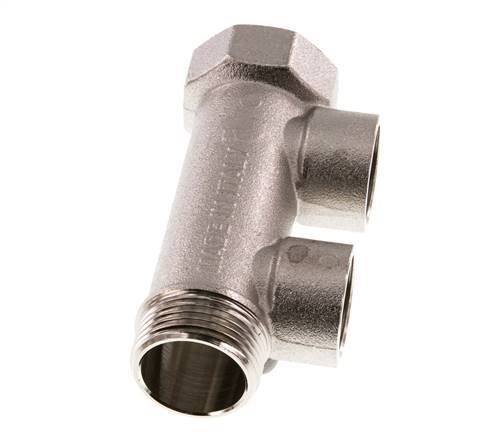 G 3/4'' x 2xG 1/2'' F/M/F Tubos distribuidores de latón niquelado 10 Bar