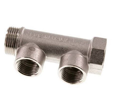 G 3/4'' x 2xG 1/2'' F/M/F Tubos distribuidores de latón niquelado 10 Bar
