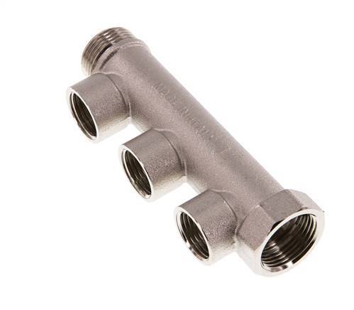G 3/4'' x 3xG 1/2'' F/M/F Tubos distribuidores de latón niquelado 10 Bar