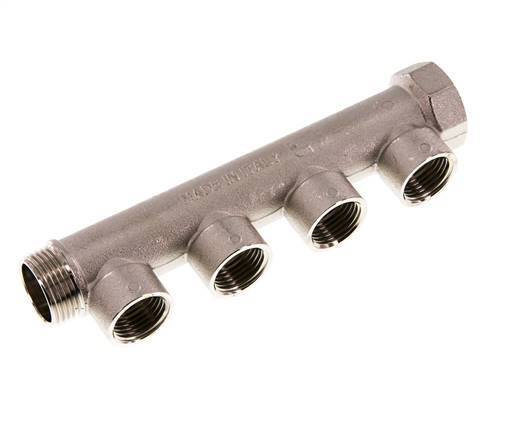 G 3/4'' x 4xG 1/2'' F/M/F Tubos distribuidores de latón niquelado 10 Bar