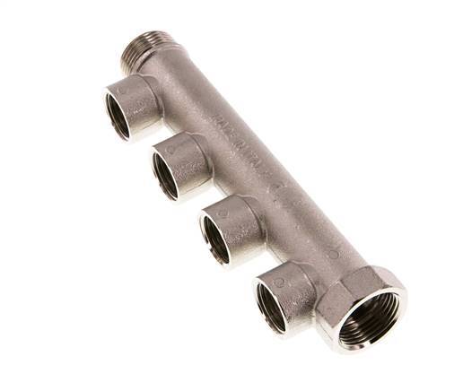 G 3/4'' x 4xG 1/2'' F/M/F Tubos distribuidores de latón niquelado 10 Bar