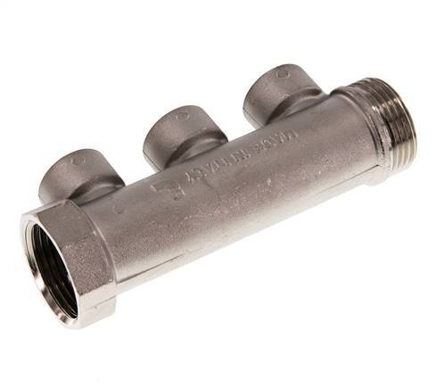 G 1'' x 3xG 1/2'' F/M/F Tubos distribuidores de latón niquelado 10 Bar