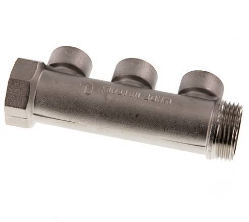 G 1'' x 3xG 1/2'' F/M/F Tubos distribuidores de latón niquelado 10 Bar