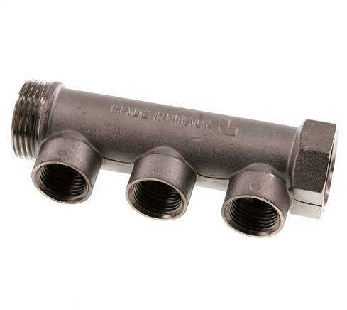 G 1'' x 3xG 1/2'' F/M/F Tubos distribuidores de latón niquelado 10 Bar