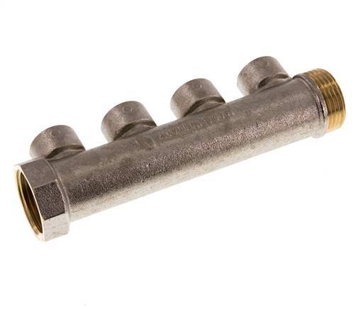 G 1'' x 4xG 1/2'' F/M/F Tubos distribuidores de latón niquelado 10 Bar