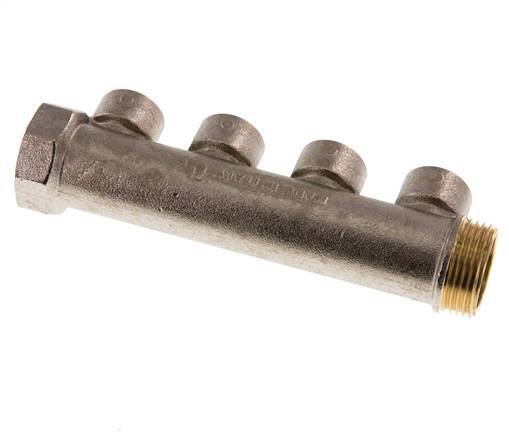 G 1'' x 4xG 1/2'' F/M/F Tubos distribuidores de latón niquelado 10 Bar