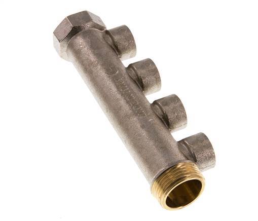 G 1'' x 4xG 1/2'' F/M/F Tubos distribuidores de latón niquelado 10 Bar