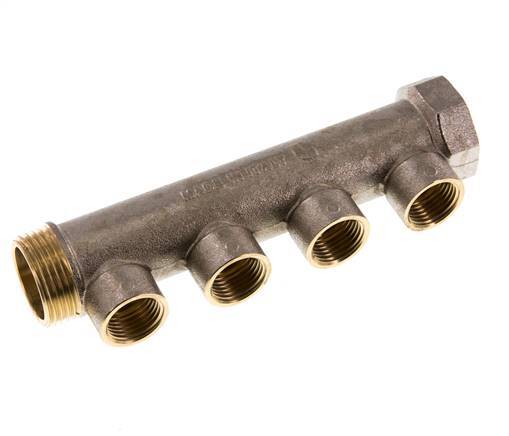 G 1'' x 4xG 1/2'' F/M/F Tubos distribuidores de latón niquelado 10 Bar