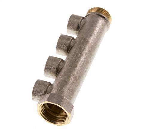 G 1'' x 4xG 1/2'' F/M/F Tubos distribuidores de latón niquelado 10 Bar