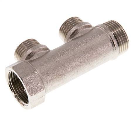 G 3/4'' x 2xG 1/2'' F/M/M Tubos distribuidores de latón niquelado 10 Bar