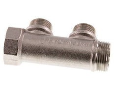 G 3/4'' x 2xG 1/2'' F/M/M Tubos distribuidores de latón niquelado 10 Bar
