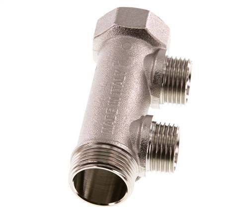 G 3/4'' x 2xG 1/2'' F/M/M Tubos distribuidores de latón niquelado 10 Bar