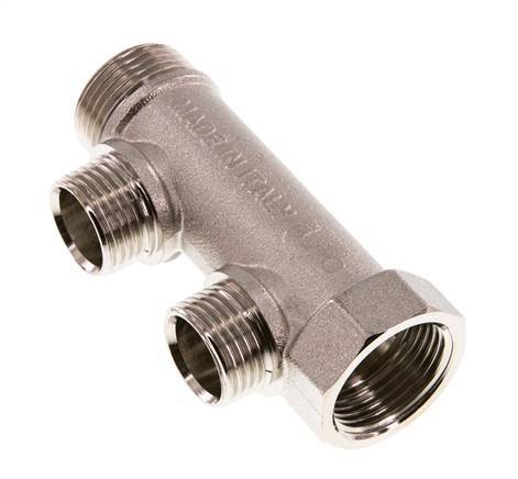 G 3/4'' x 2xG 1/2'' F/M/M Tubos distribuidores de latón niquelado 10 Bar