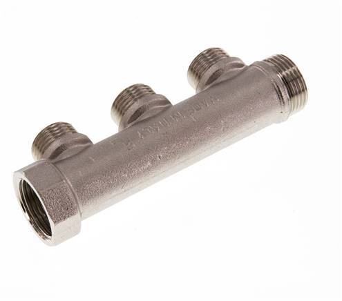 G 3/4'' x 3xG 1/2'' F/M/M Tubos distribuidores de latón niquelado 10 Bar