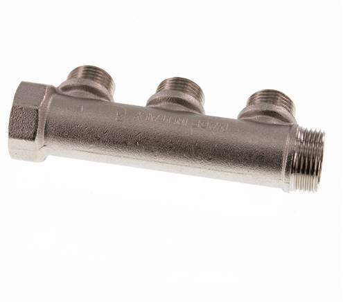 G 3/4'' x 3xG 1/2'' F/M/M Tubos distribuidores de latón niquelado 10 Bar