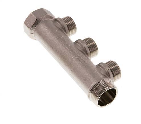 G 3/4'' x 3xG 1/2'' F/M/M Tubos distribuidores de latón niquelado 10 Bar
