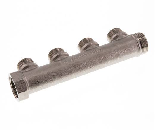 G 3/4'' x 4xG 1/2'' F/M/M Tubos distribuidores de latón niquelado 10 Bar