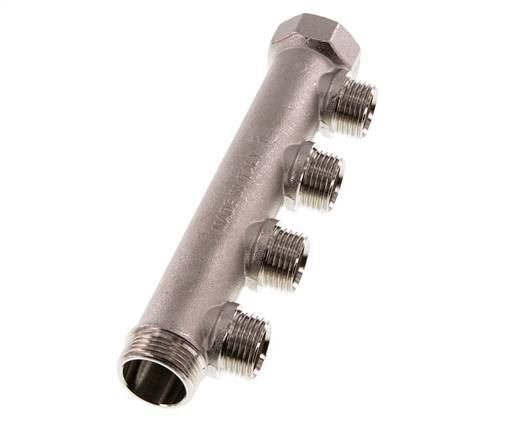 G 3/4'' x 4xG 1/2'' F/M/M Tubos distribuidores de latón niquelado 10 Bar