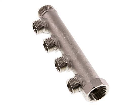 G 3/4'' x 4xG 1/2'' F/M/M Tubos distribuidores de latón niquelado 10 Bar