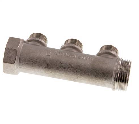 G 1'' x 3xG 1/2'' F/M/M Tubos distribuidores de latón niquelado 10 Bar