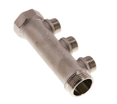 G 1'' x 3xG 1/2'' F/M/M Tubos distribuidores de latón niquelado 10 Bar