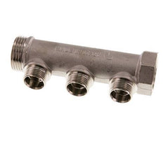 G 1'' x 3xG 1/2'' F/M/M Tubos distribuidores de latón niquelado 10 Bar