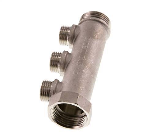 G 1'' x 3xG 1/2'' F/M/M Tubos distribuidores de latón niquelado 10 Bar