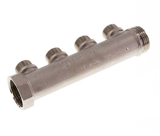 G 1'' x 4xG 1/2'' F/M/M Tubos distribuidores de latón niquelado 10 Bar