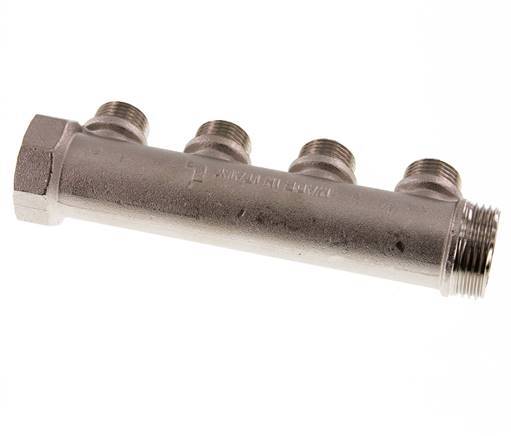 G 1'' x 4xG 1/2'' F/M/M Tubos distribuidores de latón niquelado 10 Bar