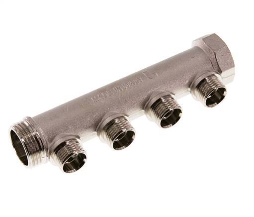 G 1'' x 4xG 1/2'' F/M/M Tubos distribuidores de latón niquelado 10 Bar