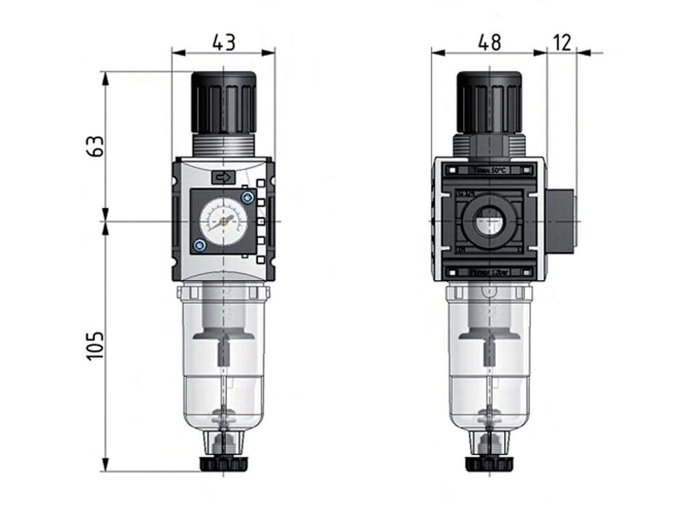 Filtro regulador G1/4'' 1000l/min 0,2-4,0bar/3-58psi Futura 0