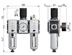 FRL 3 Partes G1/2'' 3500l/min 0.5-8.0bar/7-116psi Semi-Auto Metal Futura 2