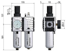 FRL G1'' 12000l/min 0,2-4,0bar/3-58psi Futura 4