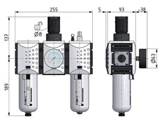 FRL G1'' 12000l/min 0,5-16,0bar/7-232psi Futura 4