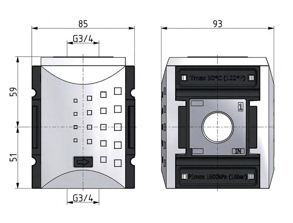 Distribuidor G3/4 18000 l/min con Interruptor de Presión Futura 4