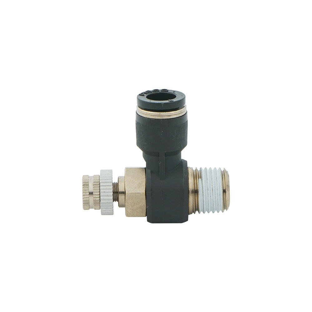 válvula de aguja neumática de 10mm - R3/8" de codo