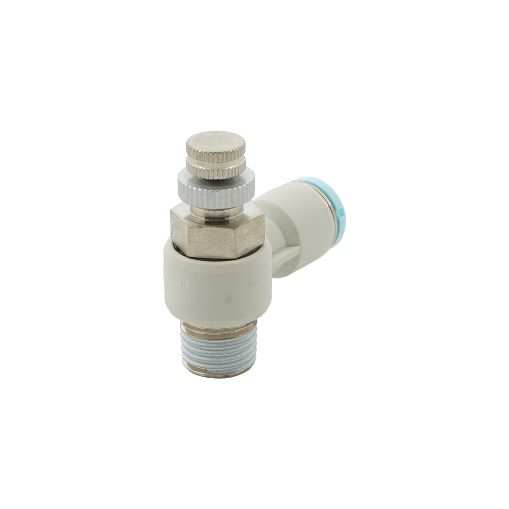 válvula de aguja neumática con codo de 10 mm - R1/4" para salas limpias