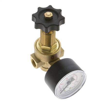 Reductor de Presión de Agua y Aire Latón G1/4'' 2,5 L/min 0,5-10 bar/7-145psi
