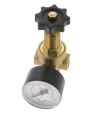Reductor de Presión de Agua y Aire Latón G1/4'' 2,5 L/min 0,5-10 bar/7-145psi