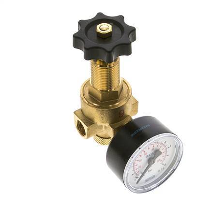 Reductor de Presión de Agua y Aire Latón G1/4'' 2,5 L/min 0,5-6 bar/7-87psi