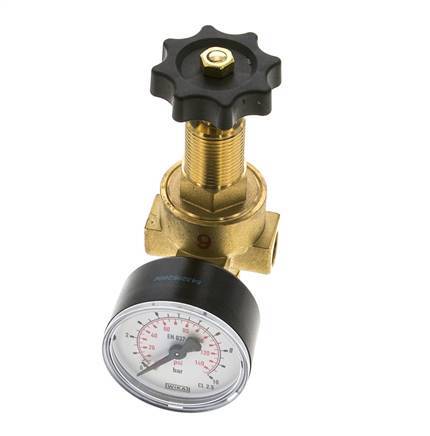 Reductor de Presión de Agua y Aire Latón G1/4'' 2,5 L/min 0,5-6 bar/7-87psi