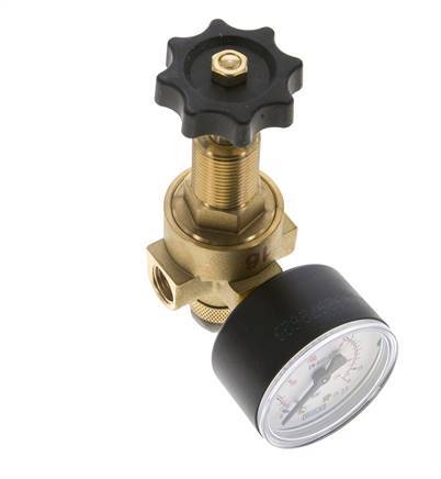 Reductor de Presión de Agua y Aire Latón G1/4'' 2,5 L/min 0,5-16 bar/7-232psi
