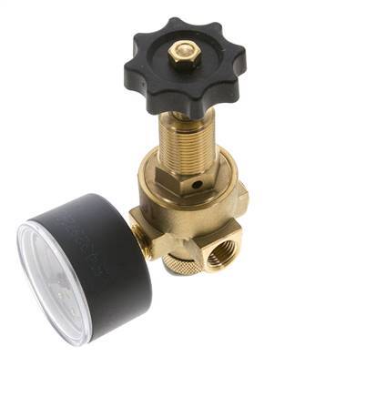 Reductor de Presión de Agua y Aire Latón G1/4'' 2,5 L/min 0,5-25 bar/7-362psi