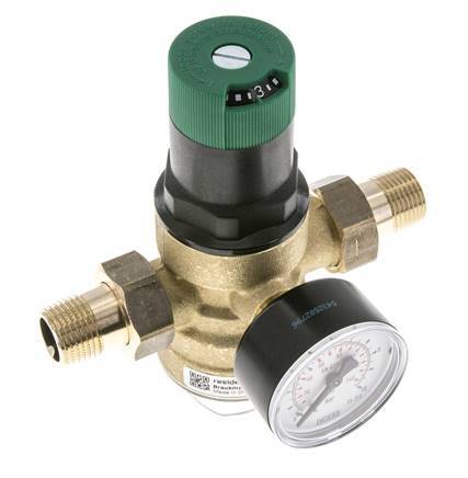 Reductor De Presión De Filtro Latón R1/2'' 40 L/Min 1.5-6 Bar/22-87Psi Agua Potable