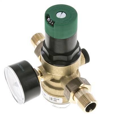 Reductor De Presión De Filtro Latón R1/2'' 40 L/Min 1.5-6 Bar/22-87Psi Agua Potable